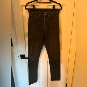levi’s 501 wedgie skinny grey black wash denim